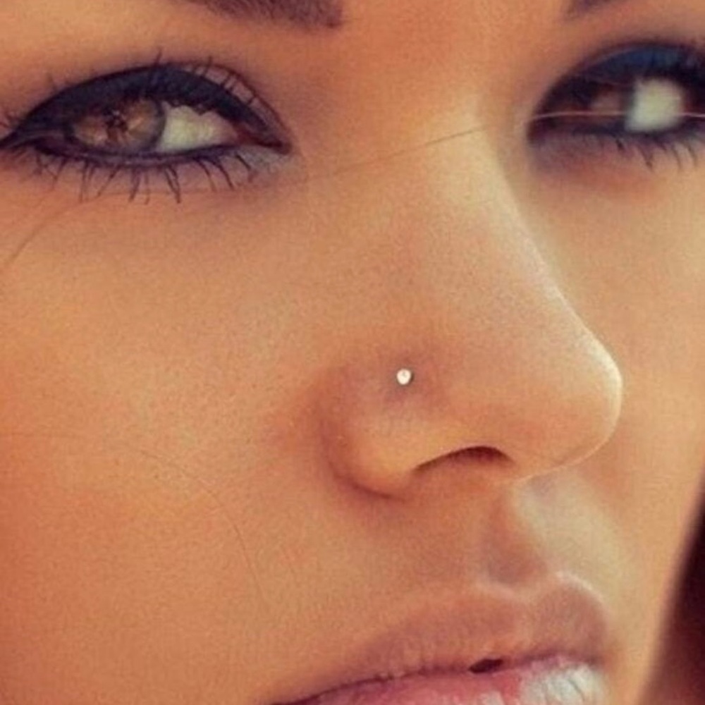 🔥SALE set (2) sterling silver stainless steel diamond CZ nose studs piercing